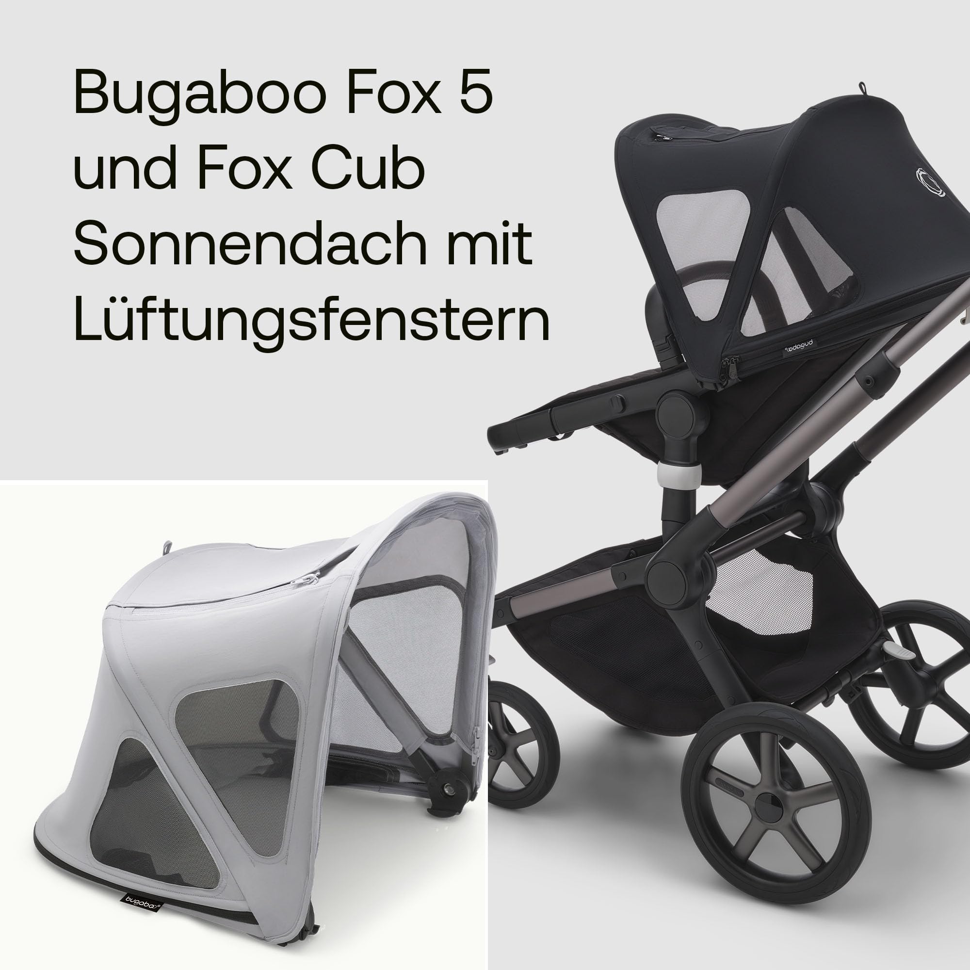 Bugaboo Fox Fox Cub Sonnendach ausziehbar wasserabweisend Misty Grey