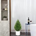3ft Arbres topiaires artificiels Arbres faux cèdres Cyprès en planteur blanc pour décoration maison, Ensemble de 2