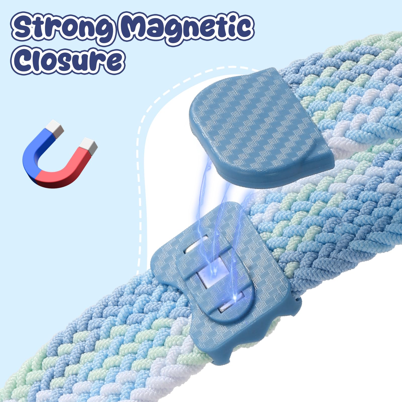 16mm Pulsera de Nylon Tejido Magnético Compatible con Xplora X5 Play/Kidzi/XGO 2/XGO 3, Adorno para Reloj Inteligente Infantil Impermeable Cómoda Ajustable Correa de Repuesto para Niñas Niños