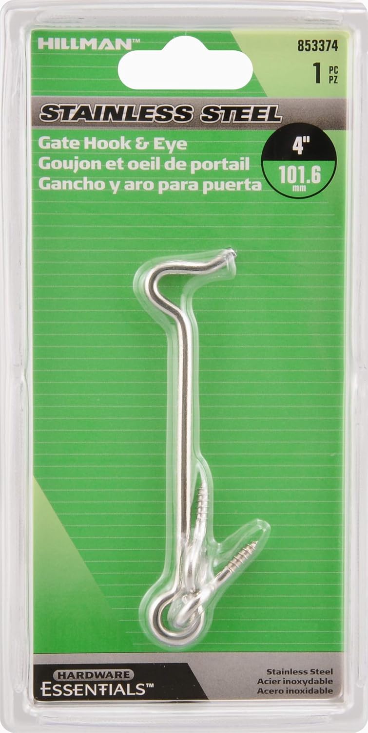 Hardware Essentials 853374 Hook and Eye Latch Stainless Steel 4"