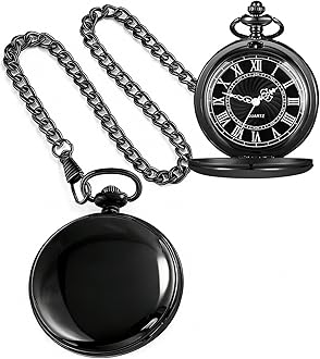 Smooth Pocket Watch Alloy Steel Quartz Roman/Arabic Numerals with 37cm Chain for Father's Day Xmas Best Gifts