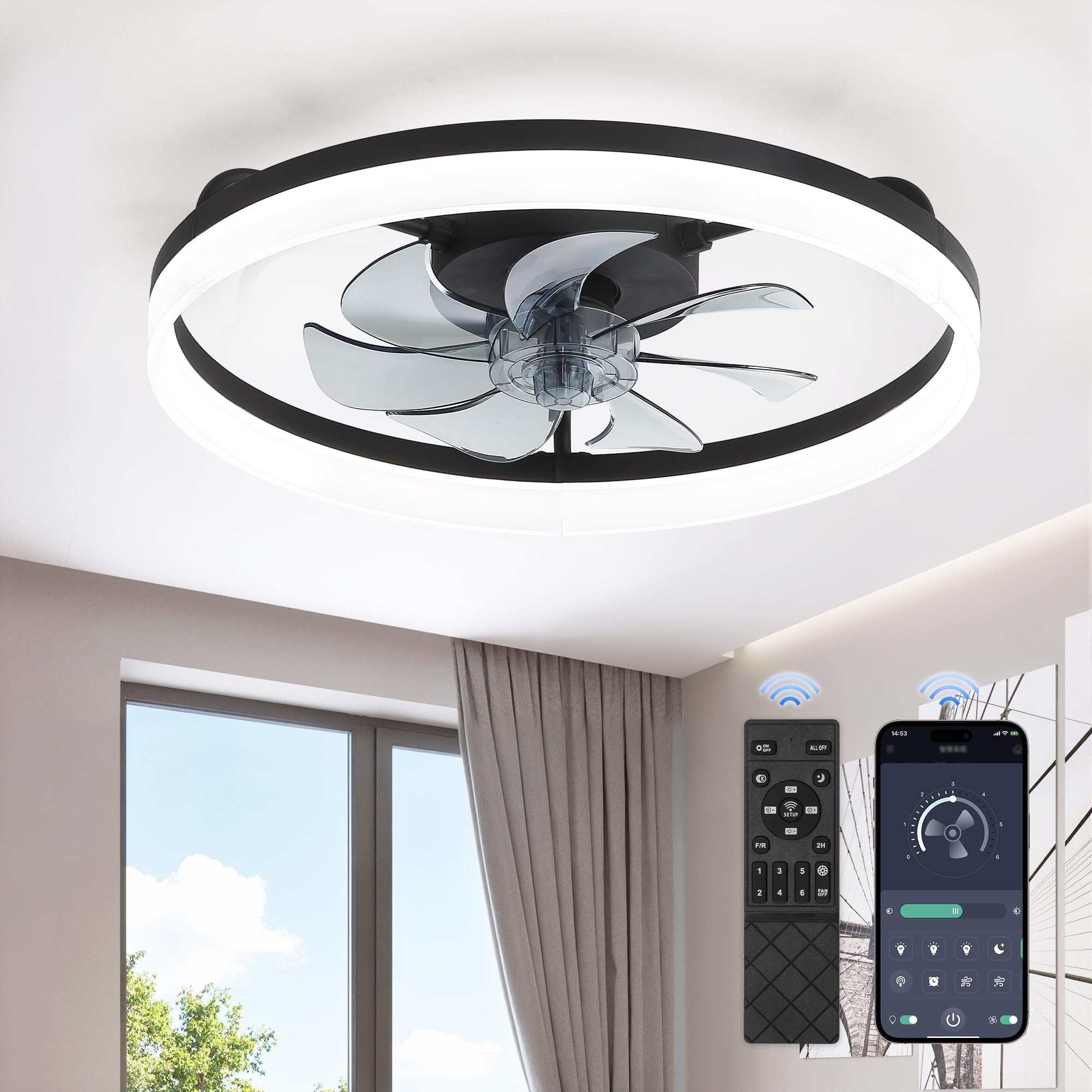 LEDIARY 20 Low Profile Bladeless Ceiling Fans with Lights