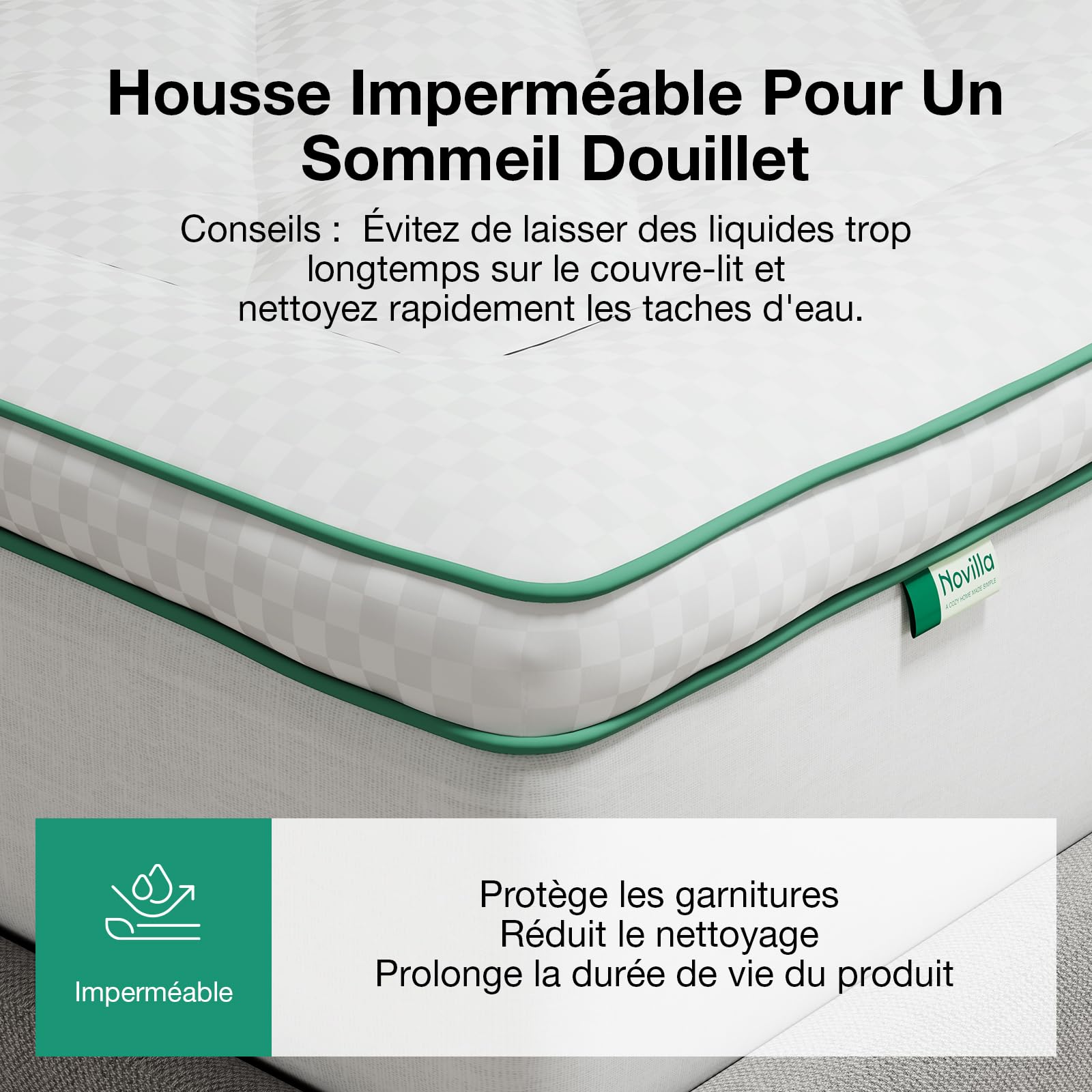 Novilla Surmatelas 140x190 cm, Rafraîchissant et Respirant 3D Forme Couvre Matelas en Microfibre avec 30cm Poche Extra Profonde, Blanc