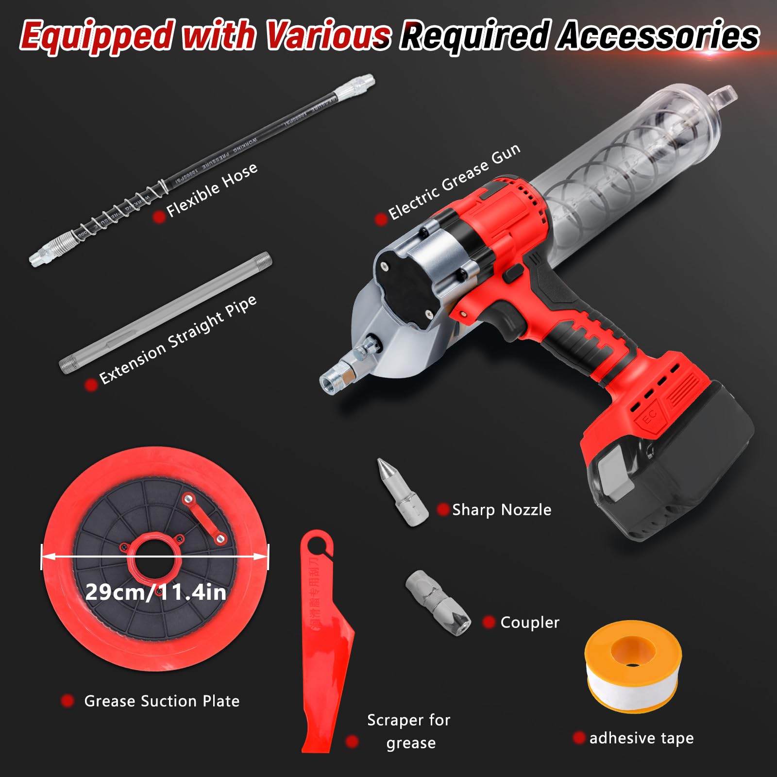 WingFly Pistola Engrasadora inalámbrica para Milwaukee M18 18V Batería, 13000 PSI, motor sin escobillas, cartuchos de grasa de 650 ml, para engrasar vehículos y máquinas (sin batería)