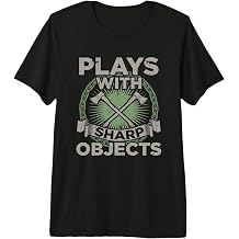 Funny Axe Throwing | Plays with Sharp Objects Ax Gift Premium Tri-Blend T-Shirt