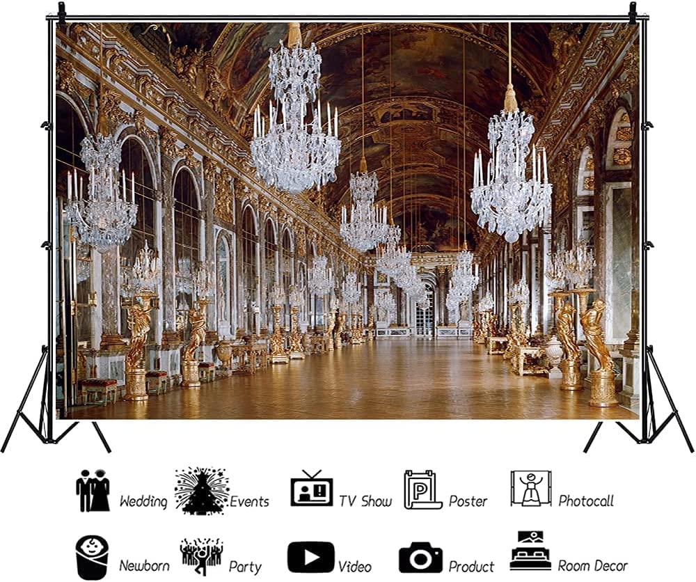 Fotohintergrund 'Europäischer Palast' 2,4x1,8 M – Vinyl, Lichtabsorbierend, Für Studio & Hochzeit