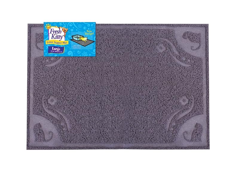 Tapete coletor de areia para caixa de areia de gatos Fresh Kitty em PVC tricotado, Grande, cinza
