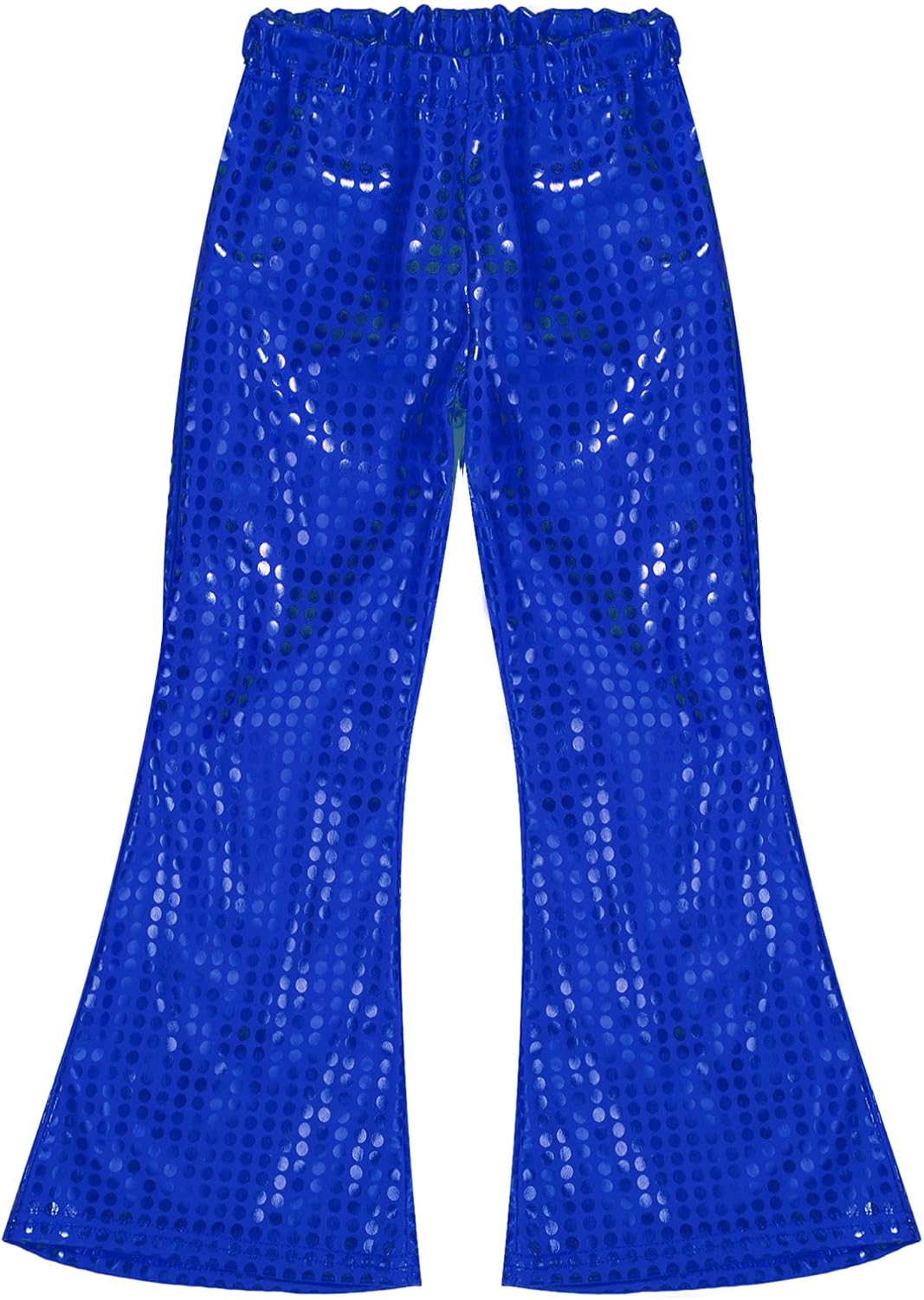 TiaoBug Kids Girls Boys Shiny Flared Pants Hip Hop Jazz Street Dance Performance Bell Bottom Trousers Dancewear