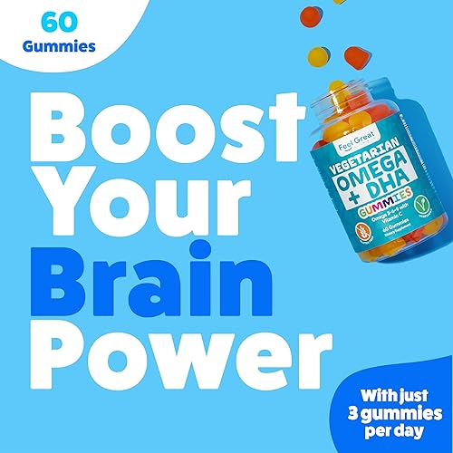 Miniatura 5 de Feel Great - Gomitas Omega y DHA para adultos Alternativa de aceite de pescado Omega 3 a base de plantas Vegetariana Vitamina C, chía y omega3