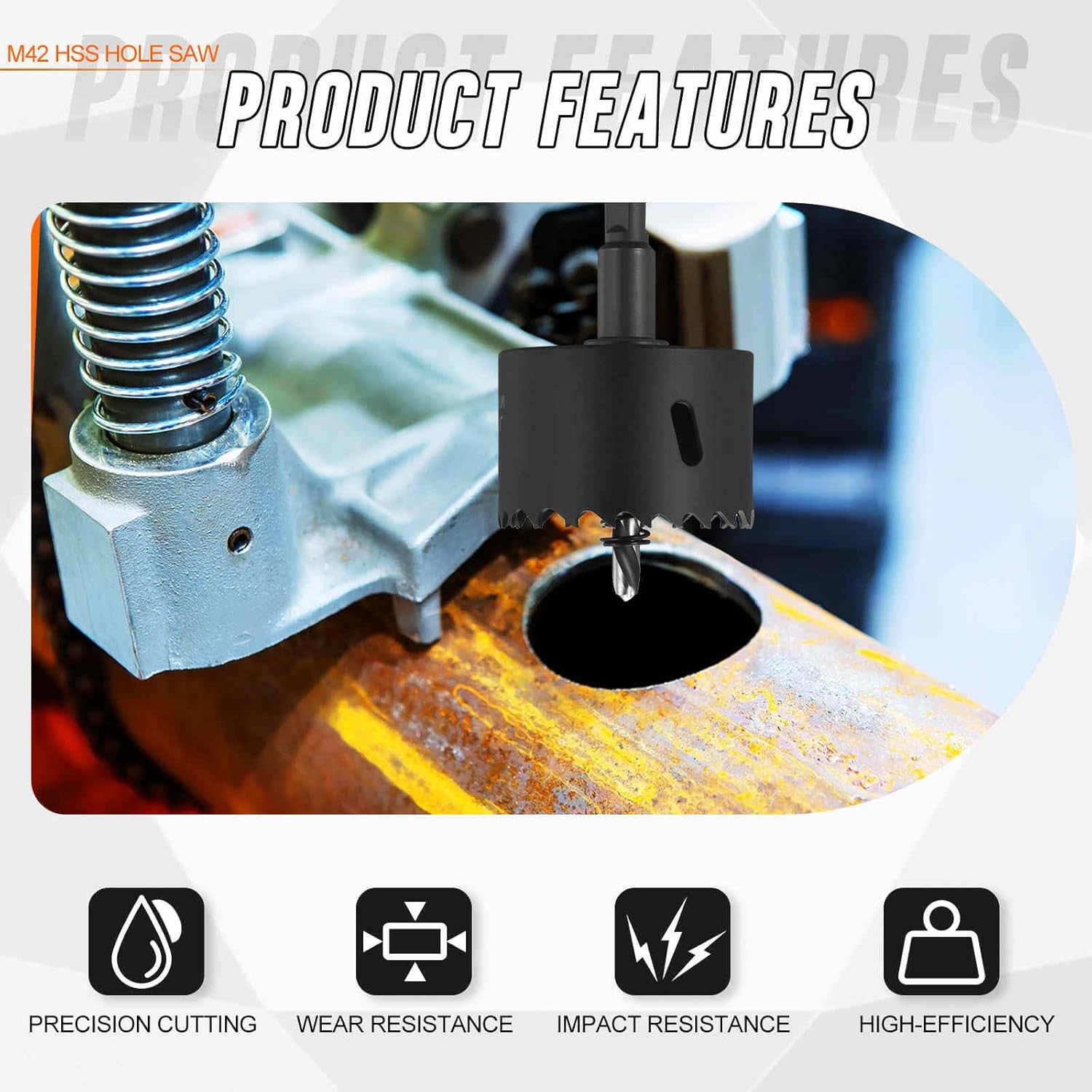 7-15/64インチ(184mm)ホールソーキット、M42バイメタルホールカッター-金属、木材、プラスチックプレート、PVCボード用