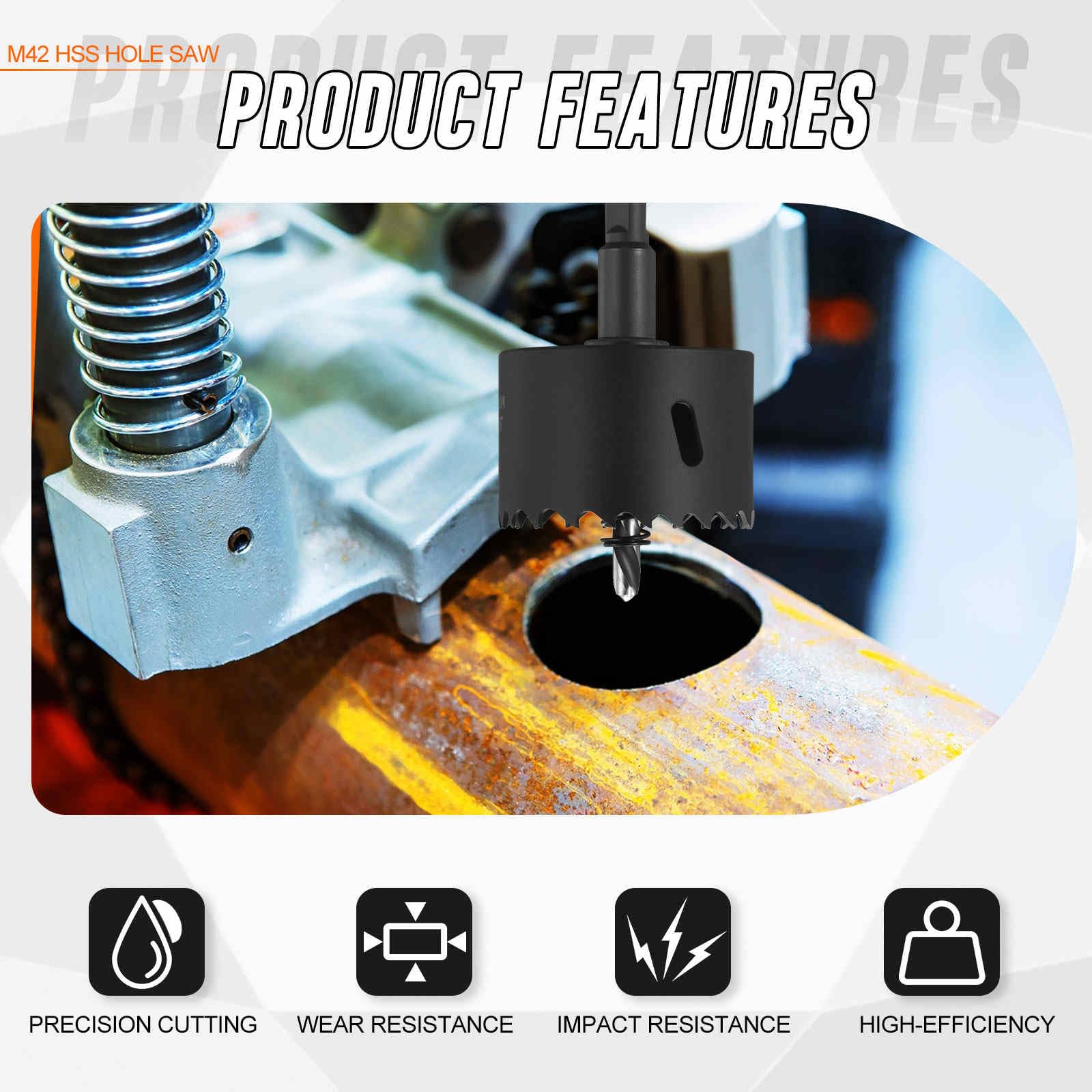 CoCud 2-3/4"(70mm) Hole Saw, M42 Bi-Metal Hex Shank Hole Cutters Drill Bit with Spring - Image 4