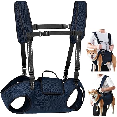 Nasjac Dog Lift Harness for Large Dogs - Full Body Dog Sling Carrier with Adjustable Straps & Control Handle, Breathable Backpack for Elderly Injured Arthritic Disabled Medium Large Dogs, Navy XL