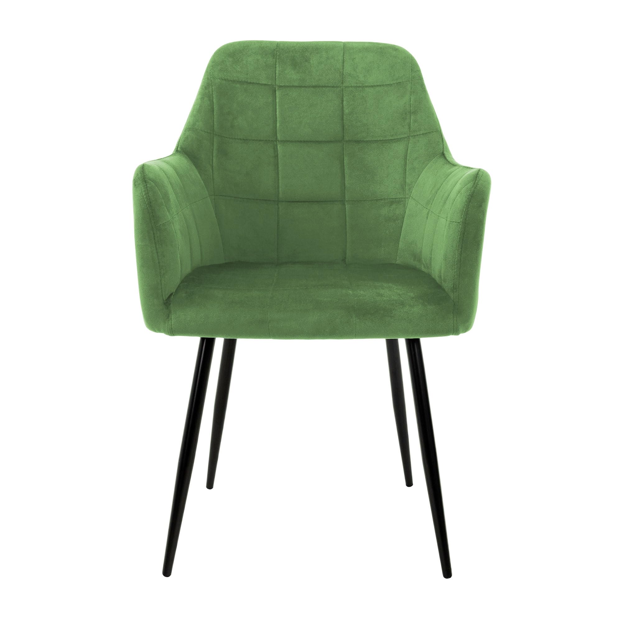 ECD Germany Set di 4 Sedie Sala da Pranzo con Schienale e Braccioli Verde Chiaro Salvia Poltrone Soggiorno Cucina con Rivestimento in Velluto e Gambe in Metallo Poltroncine da Salotto Confortevoli