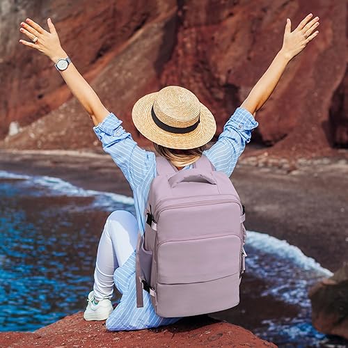 Miniatura 8 de Hanples Mochila grande de viaje para laptop, Púrpura claro, Mochilas Daypack