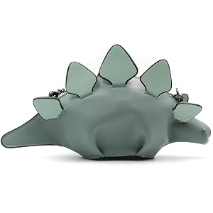QiMing Dinosaur Shoulder Purses PU Stegosaurus CrossBody Bag for Girl Women