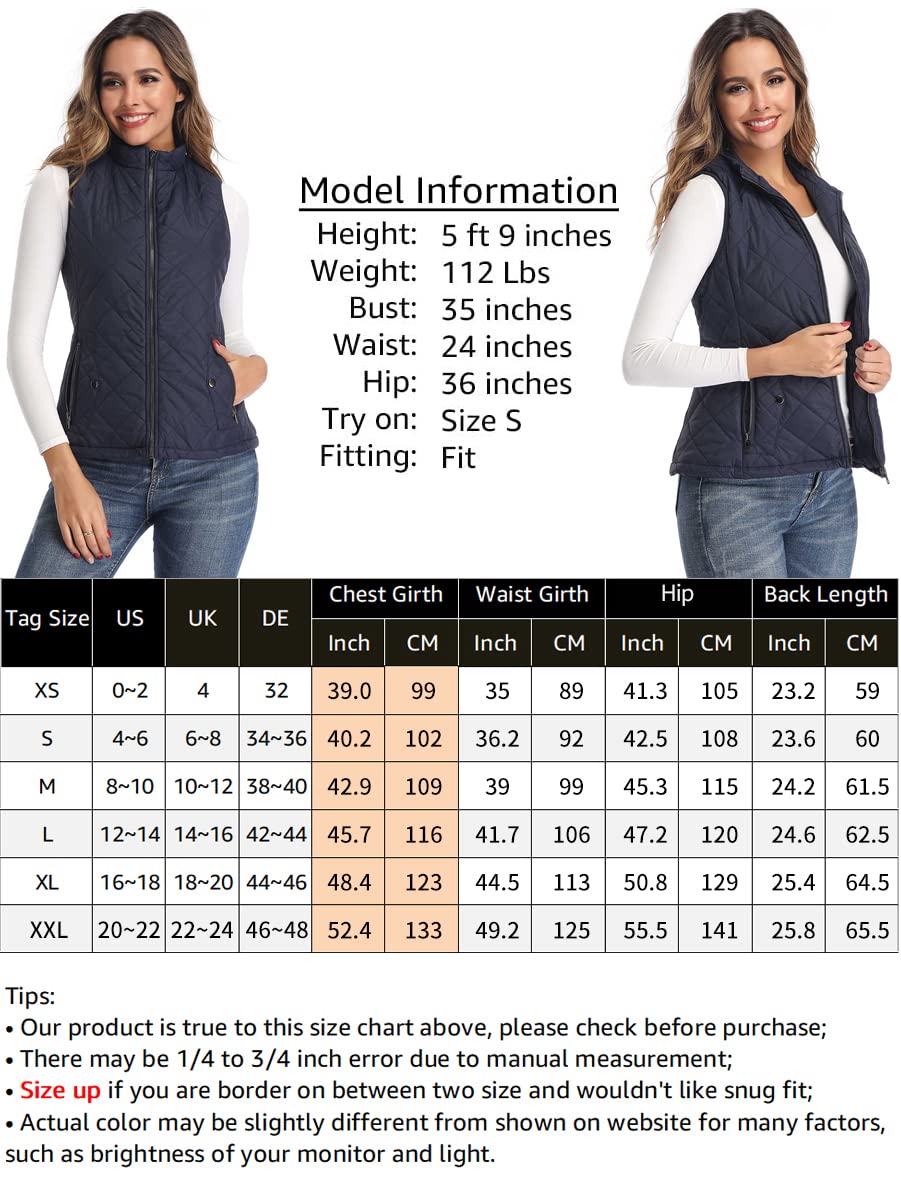 LONGKING Padded Chaleco de Moda para Mujer