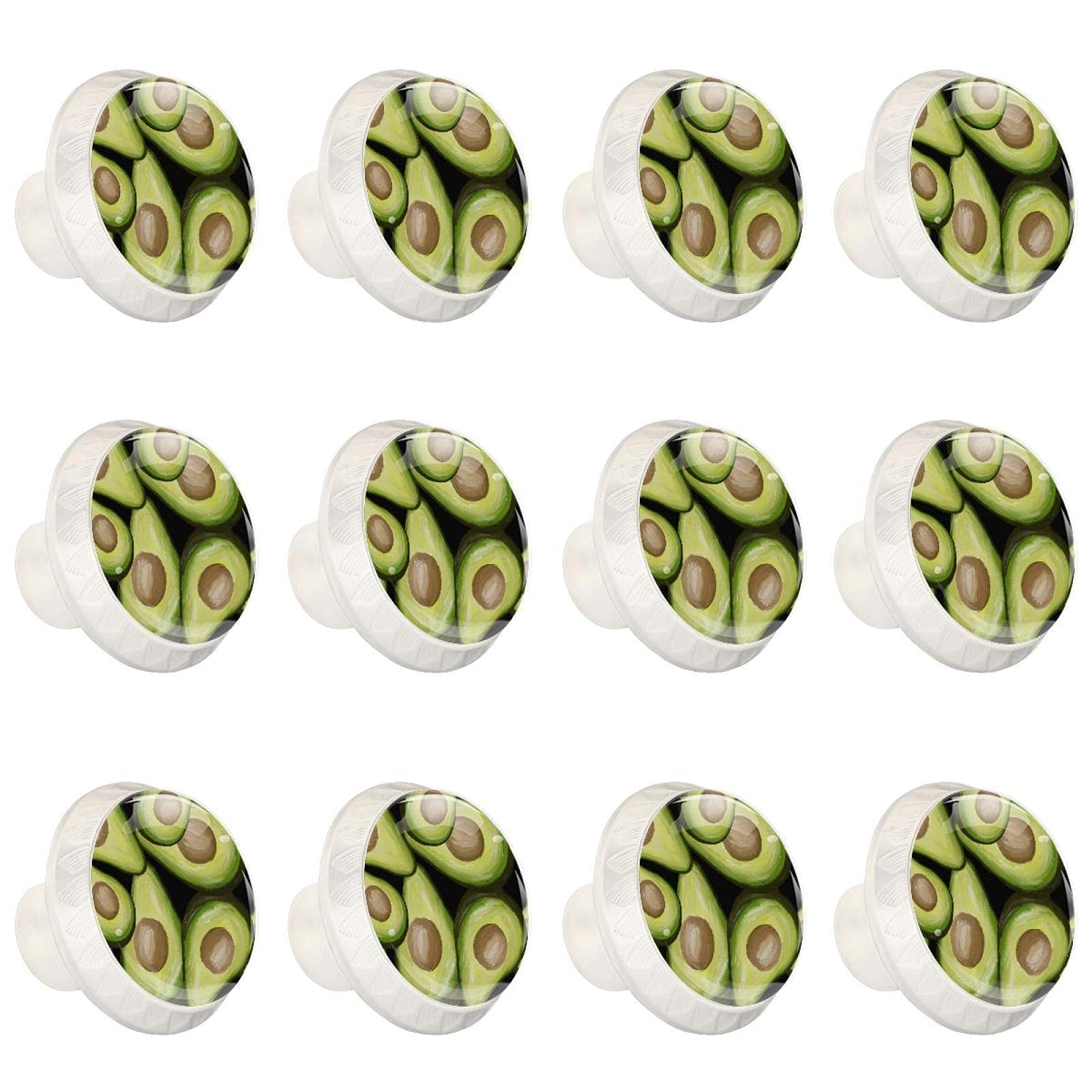 Boutons d'armoires de cuisine ronds motif avocat pour tiroir et commode x12