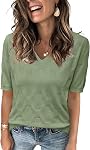 Arach&Cloz Women's V-Neck Short Sleeve Special Rib Knitted Pattern Casual Tops Sweater Spring Summer 2026