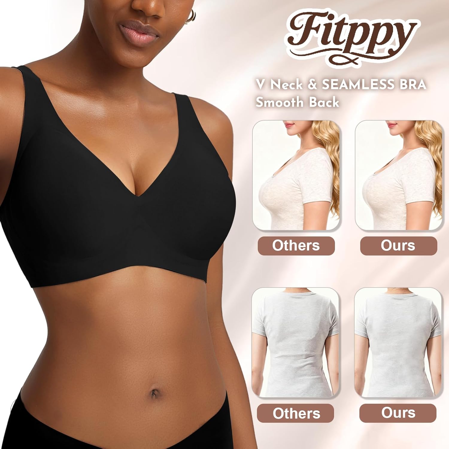 Jelly Wireless Bras for Women No Underwire Deep V Push Up Seamless Bras Comfortable Tshirt Bralettes Everyday Bras - Image 2