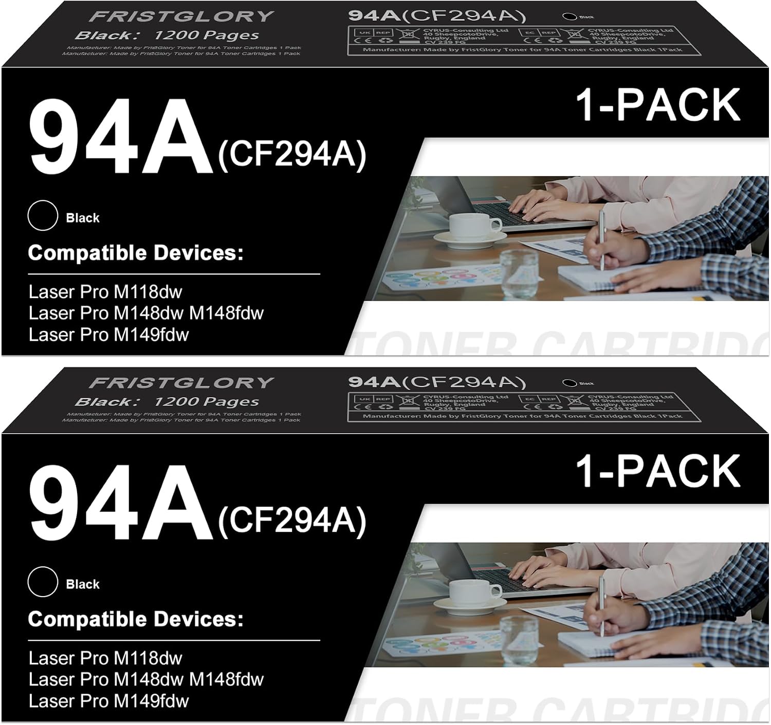 94A Black Toner Cartridges 2-Pack Replacement for HP 94A CF294A Toner Cartridge use with M118dw M148dw M148fdw M149fdw M118 M148 Printer