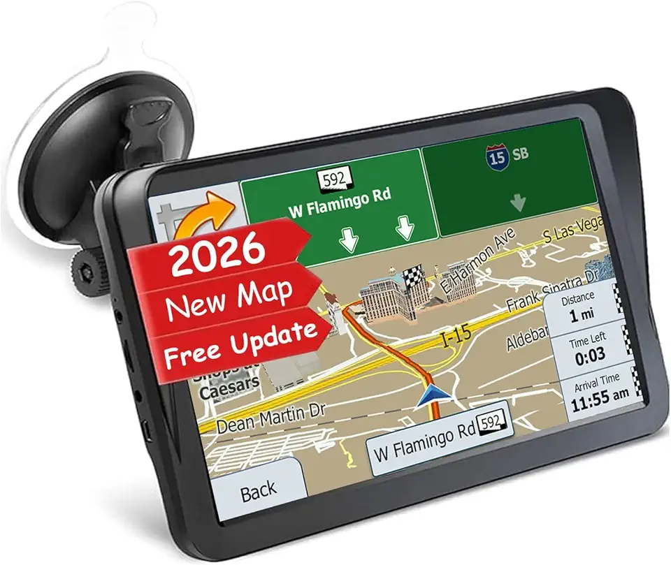 Navegador GPS para carro caminhão RV, tela sensível ao toque de 23 cm, mapa de 2026 mais recente, voz real, sistema de navegação com lembrete de direção passo a passo para carros, GPS de veículo com