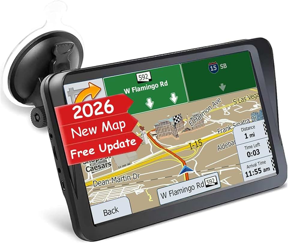 Navegador GPS para carro caminhão RV, tela sensível ao toque de 23 cm, mapa de 2026 mais recente, voz real, sistema de navegação com lembrete de direção passo a passo para carros, GPS de veículo com