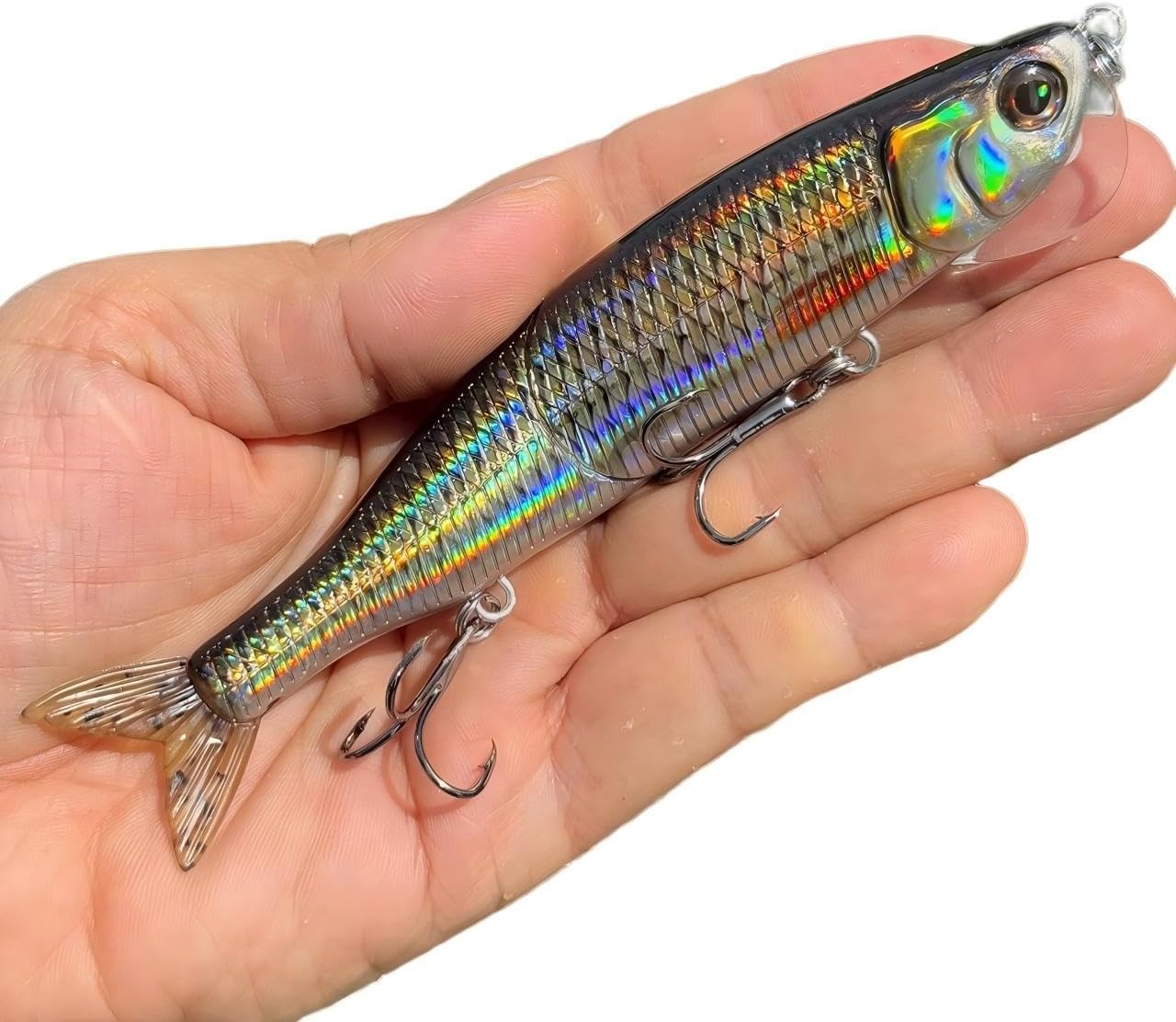 3D Glide Swimmer Fishing Bait, Realistic Contours, Colors & Movement, Durable Construction, Slow-Sinking, Premium Dual Treble Hooks, Soft Tail, Special Tougue