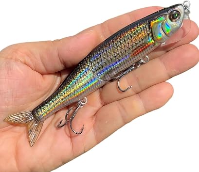 3D Glide Swimmer Fishing Bait, Realistic Contours, Colors & Movement, Durable Construction, Slow-Sinking, Premium Dual Treble Hooks, Soft Tail, Special Tougue