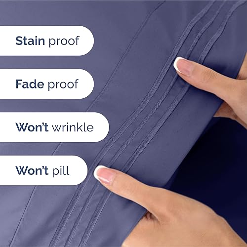 Vista 1000 de Juego de sábanas de 4 piezas tamaño king, extrasuaves, transpirables y refrescantes con esquinas profundas, sábanas de fácil ajuste y sin arrugas