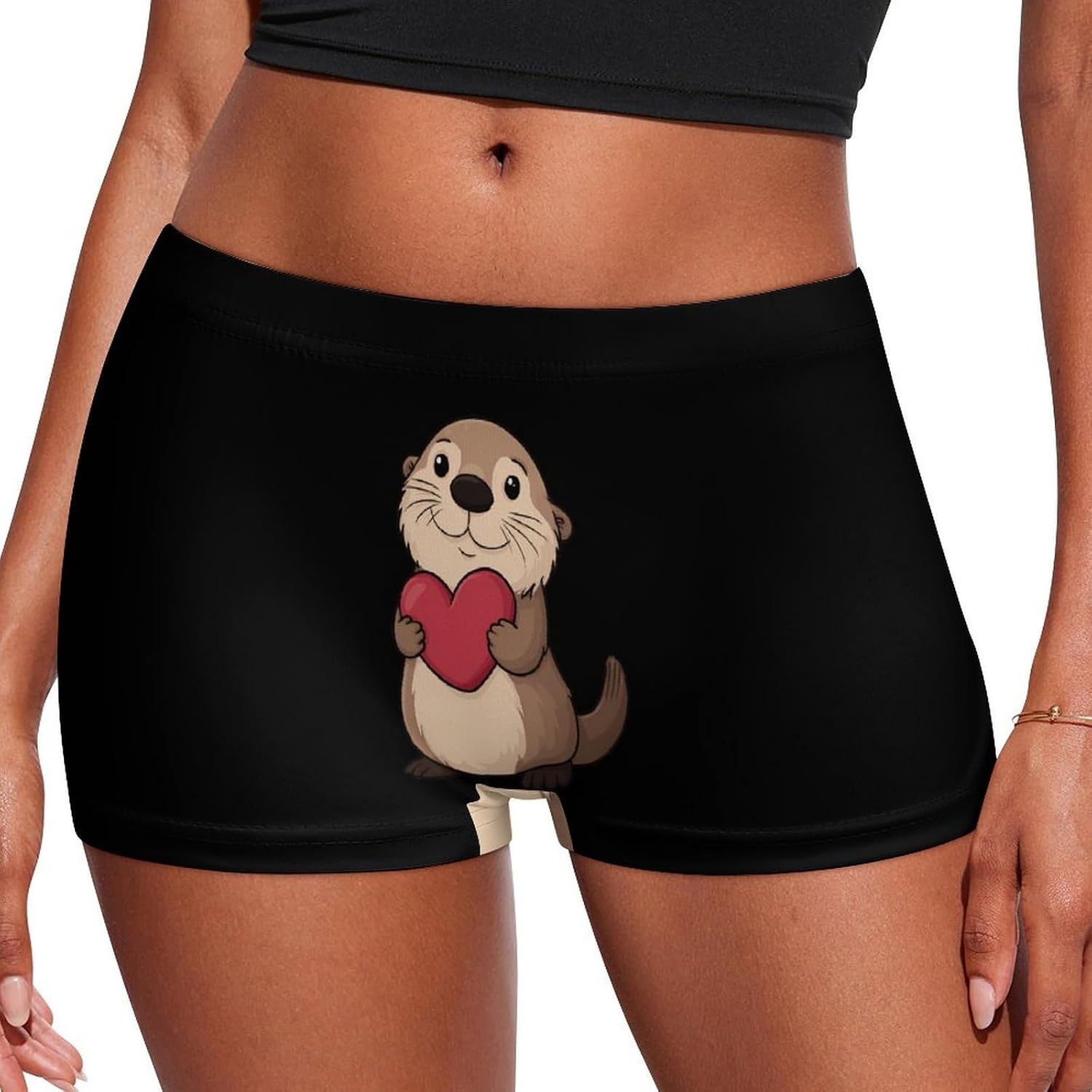 Sea Otter Heart Funny Women's Boxer Briefs Breathable Underpants Trunks Stretch Underwear