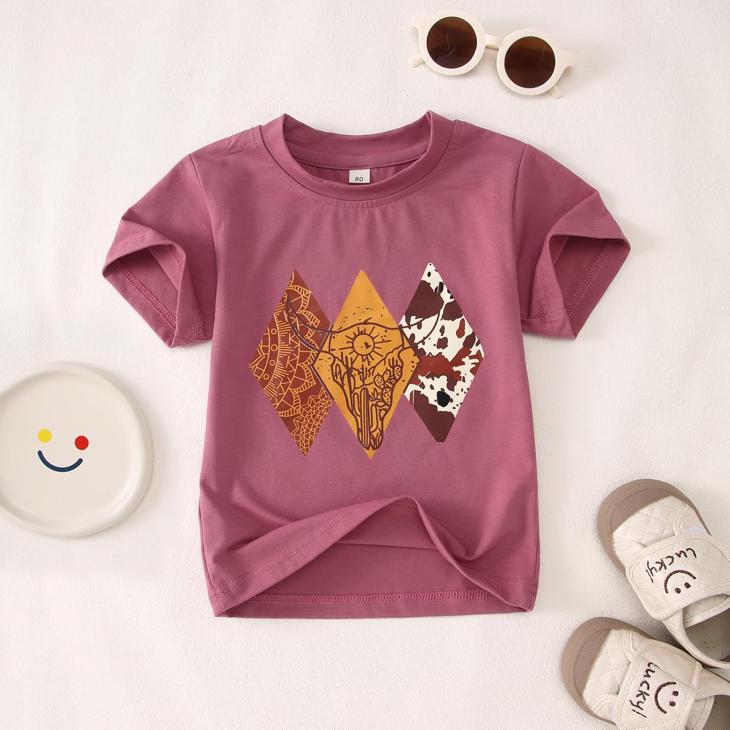 MODNTOGA Toddler Baby Girl Rodeo Cow Skull Shirt Retro Cowgirl Graphic T-Shirt Western Cow Print Summer Tee Short Sleeve Tops - Image 7