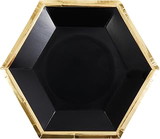C.R. Gibson Gold & Black Hexagon Lunch Plates, 8 Count (TW13-25538)