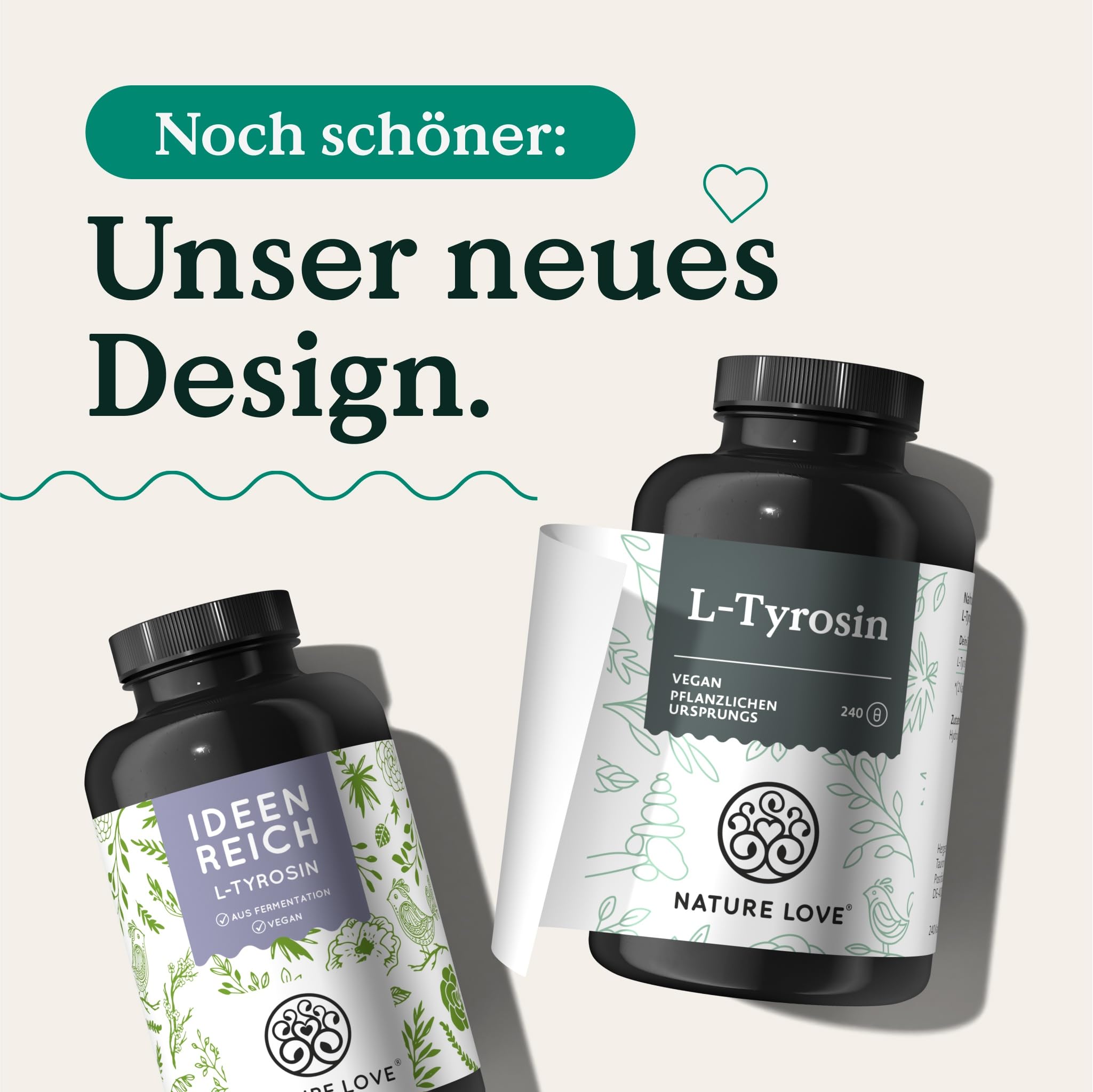 Nature Love L-Tyrosin 240 vegane Kapseln - 1000 mg pro Tagesdosis - 4 Monate Reichweite - aus Fermentation, laborgeprüft und in Deutschland produziert - ohne unerwünschte Zusätze