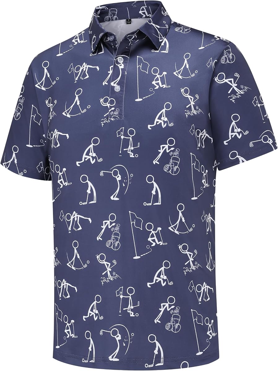 Polo de golf para hombre Camisas de golf divertidas para hombres Camisas de manga corta atléticas de secado rápido que absorben la humedad