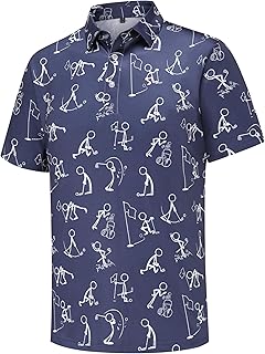 Men's Golf Polo Shirts Funny Golf Shirts for Men Performance Moisture Wicking Quick Dry Athletic Short Sleeve Shirts
