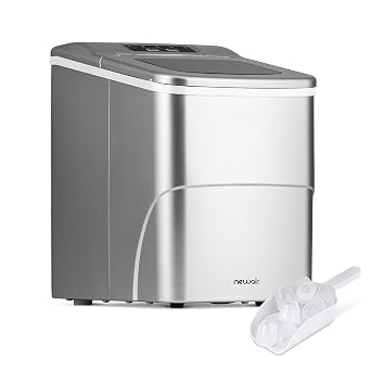 NewAir Countertop Ice Maker | Portable Bullet Ice Machine Produces 26 lbs Daily | Fast Fresh Ice in Minutes | Compact Counter Top Ice Maker with Scoop & Basket