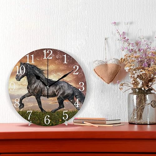 Miniatura 2 de senya Wall Clock Running Horse Silent Non Ticking Operated Round Easy to Read Home Office School Clock