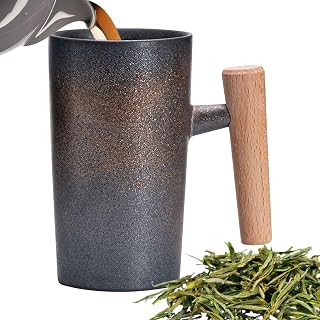 Konst keramisk mugg - 220 ml mjölkkopp med trägreppdesign, bästa handgjorda | mångsidig elegant presentation av frukostteceremonin restaurang