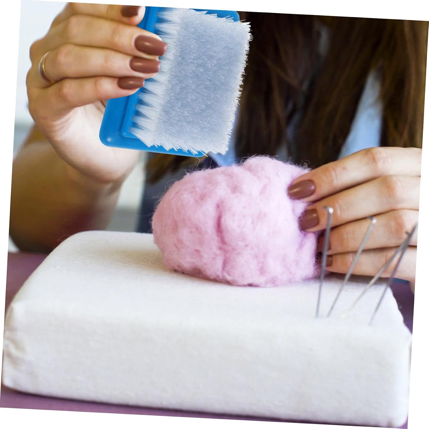 Gadpiparty Wool Felting Brush Cleaning Tool Plastic Needle Felting Pad for Embroidery Crafts Ergonomic Handle for Comfortable Use Versatile Crafting Utensil