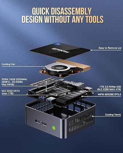 Miniatura 4 de GMKtec Mini PC Intel Core i7-1185G7 (hasta 4.8 GHz) 16GB DDR4 1TB SSD Intel i226V RJ45 2.5G USB4.0 Mini computadoras de escritorio WiFi 6, BT 5.2