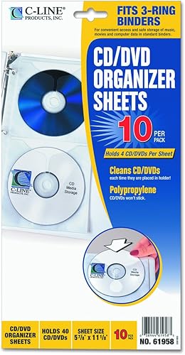 Miniatura 2 de C-Line Páginas de almacenamiento de carpetas de anillos de CD de lujo para carpetas estándar de 3 anillas, almacena 4 CDspáginas, 5-1316 x 11-116