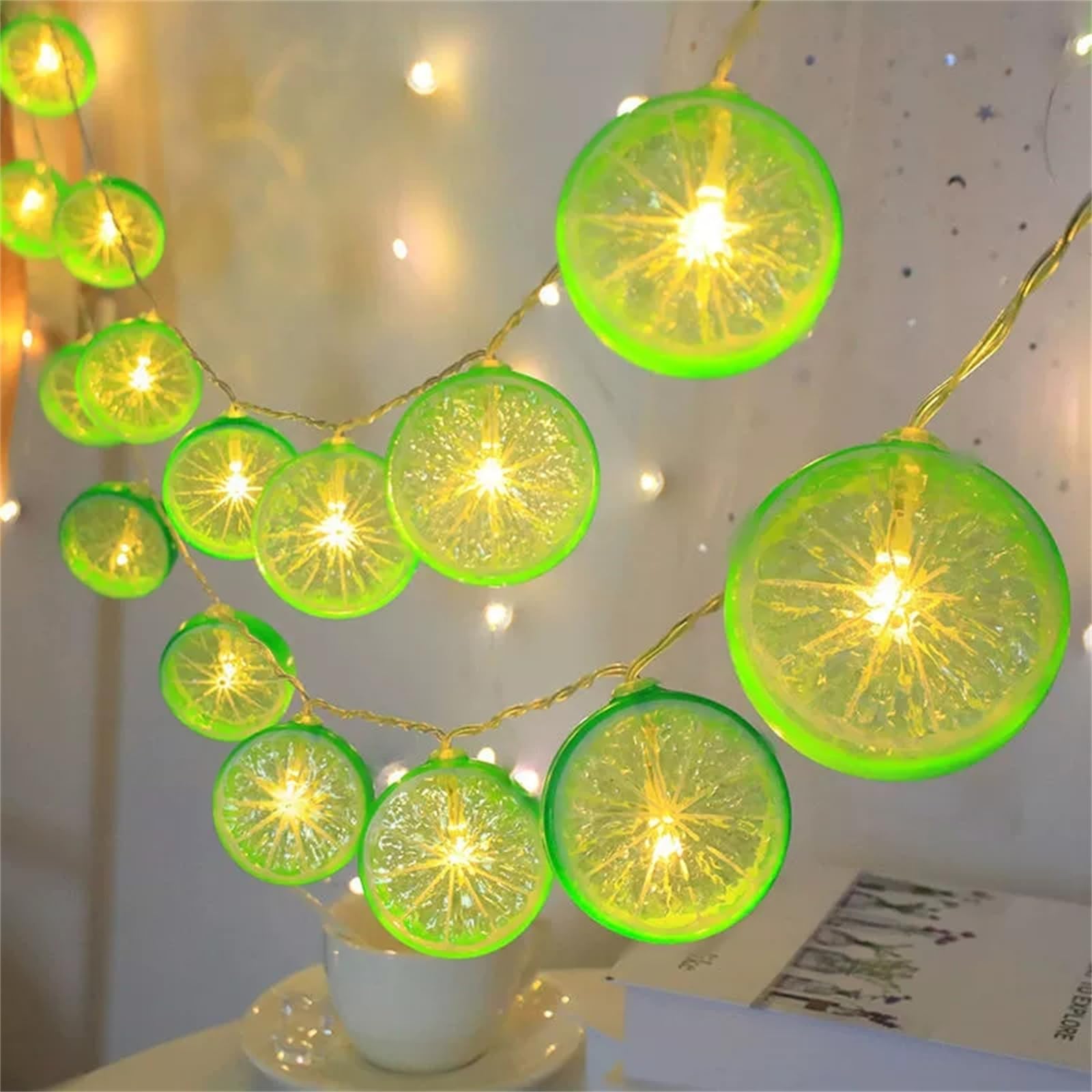 FANSU Fruit Pattern LED Garden Lights, 8 Modes Indoor/Outdoor Solar String Lights, Solar Lights Outdoor Garden, for Patio Yard Home Christmas Parties Wedding Decorations (Green,5m/20 LED)