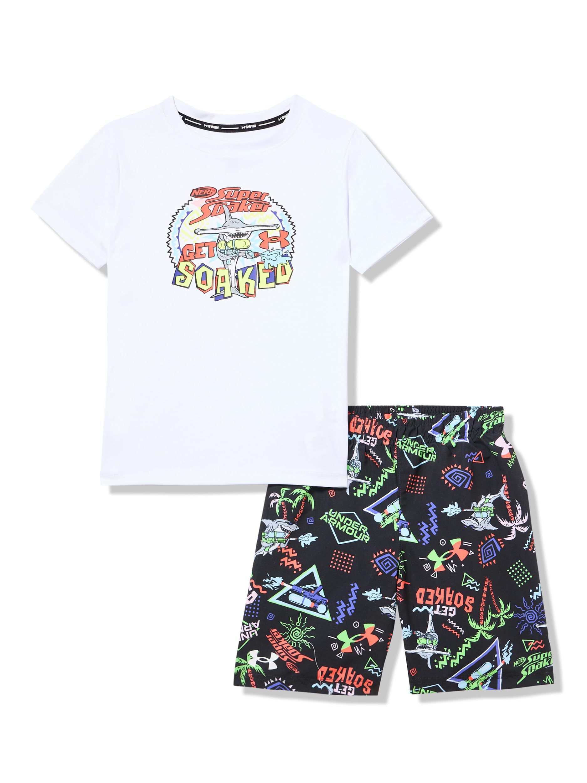 Under Armour Conjunto de Voleibol de natación para niños, Camisa de Manga y Pantalones Cortos a Juego, Ligero y Transpirable