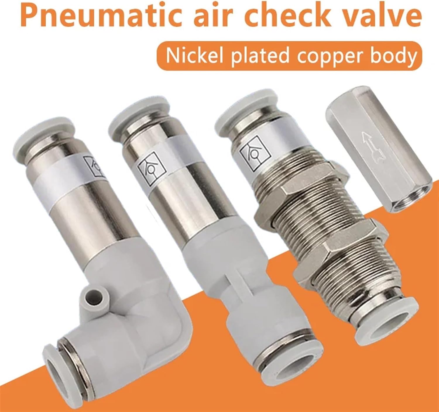 Pneumatic Check Valve 6mm 8mm 10mm 12mm One Way Valve Air Gas Single Way Brass Valve Air Compressor Pipe Fitting Adapter(SPV-8)