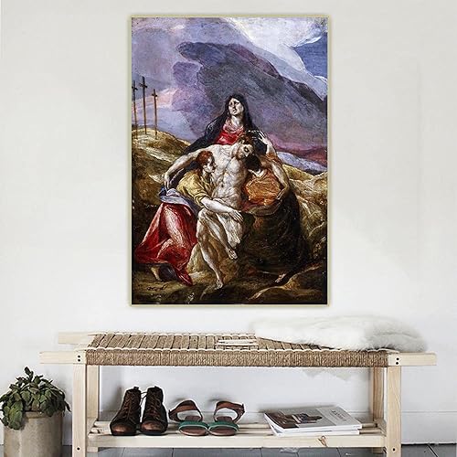 Miniatura 2 de Cuadro famoso de El Greco "Lamentación" impreso en lienzo, Cuadro de arte de pared de lienzo para decoración de oficina 19.7x29.5 in sin marco