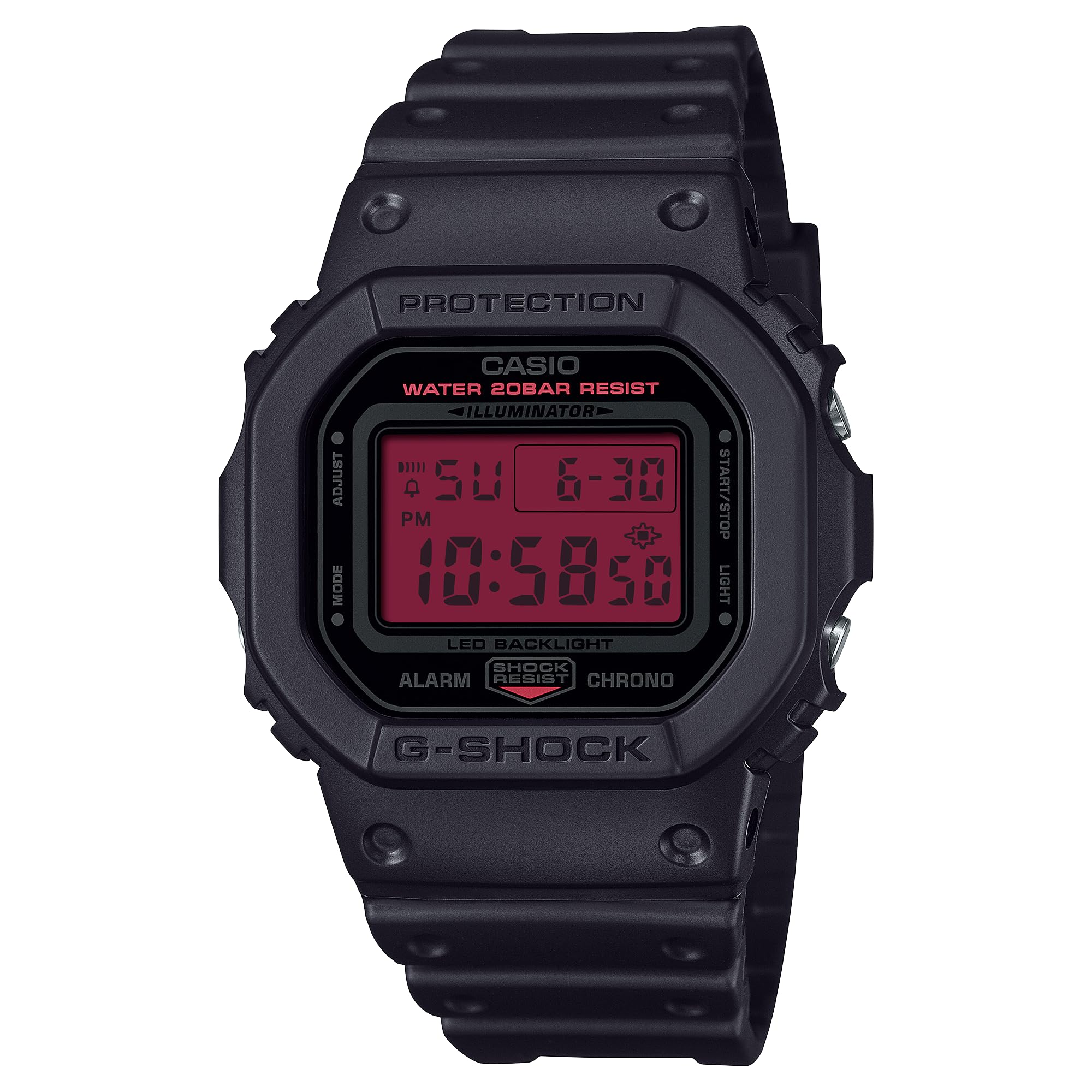 Casio G-Shock Black Resin Red Digital Square Watch DW-5600BBR-1
