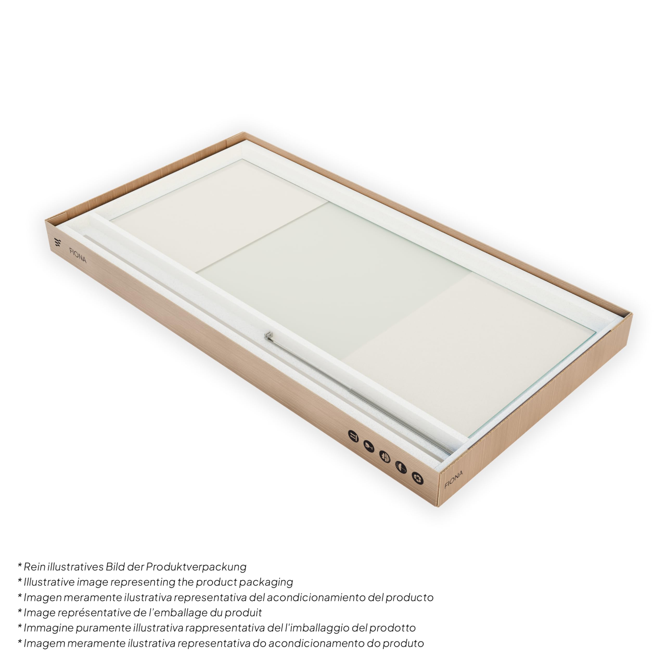 Mampara de Ducha Fija/Walk-In Fiona 140x200cm, Cristal Templado Parcialmente Satinado de 10mm, Perfiles e Barra Estabilizadora en Acero Inoxidable Cromado