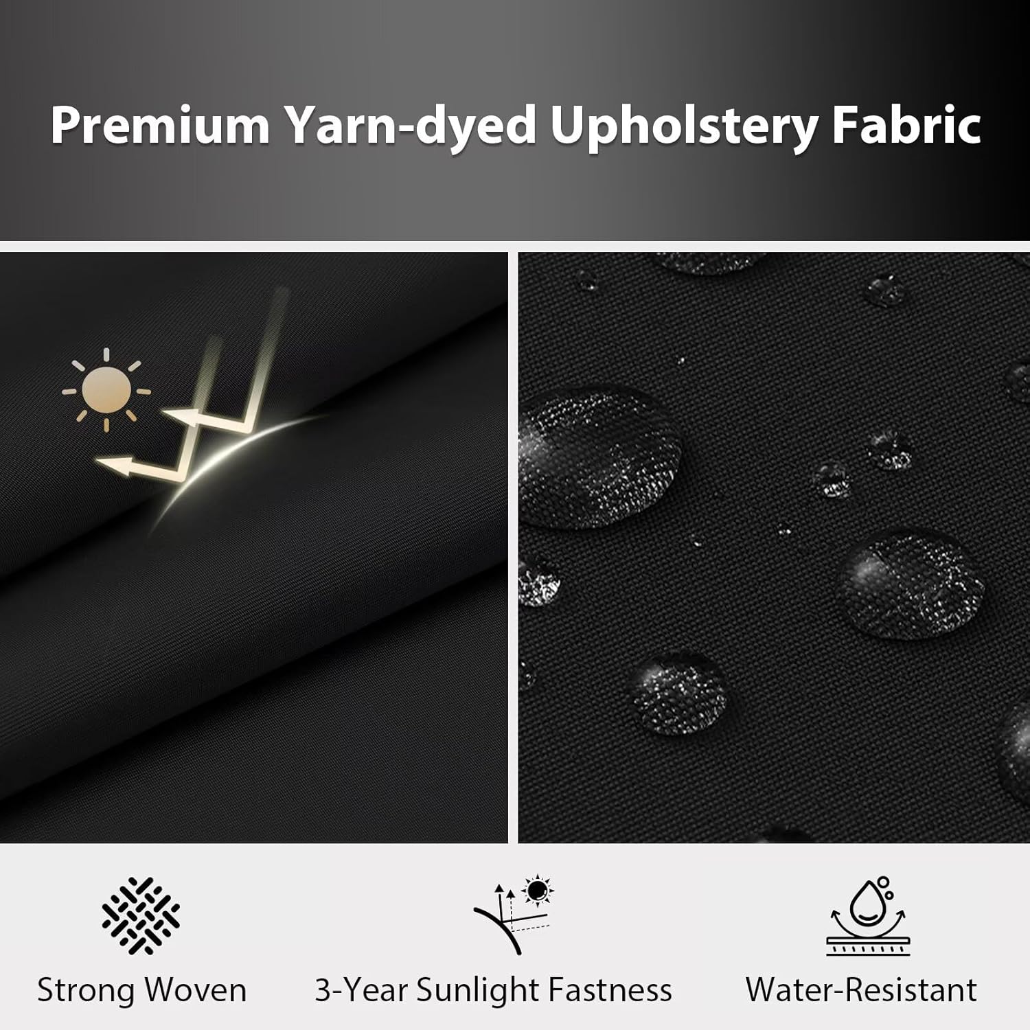 outdoor chair cushions set of 6, 18.5 x 16 inch patio chair cushions, water resistant, non-slip ties (black) 1 - black 18.5x16x3|6 pack