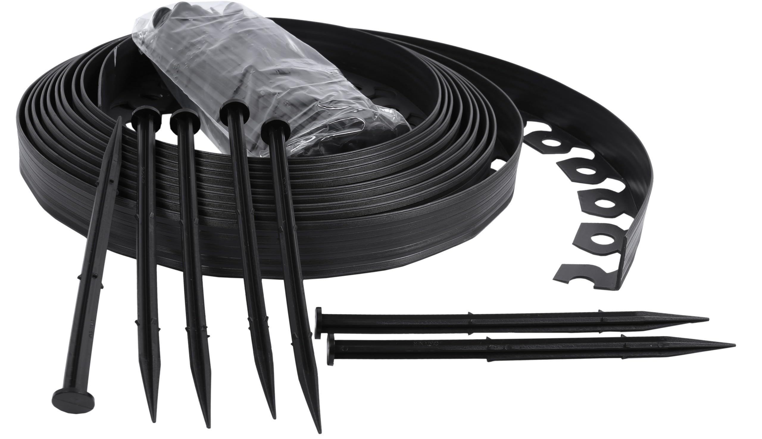 Bordo flessibile per giardino, bordo per prato morbido, bordo da giardino in plastica, 4 cm di altezza (10 m, nero)