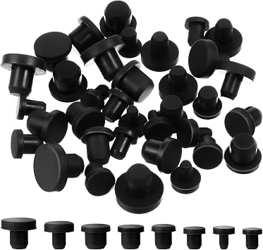 cobee 80 Pcs Silicone Rubber Hole Plug, 8 Sizes Plastic Hole Plugs Silicone Plug Cap Set, Black High Temp T-Type Hole Plug for Powder Coating Waterproof Sealing Plugs Pipe Holes Test Tube Plugs